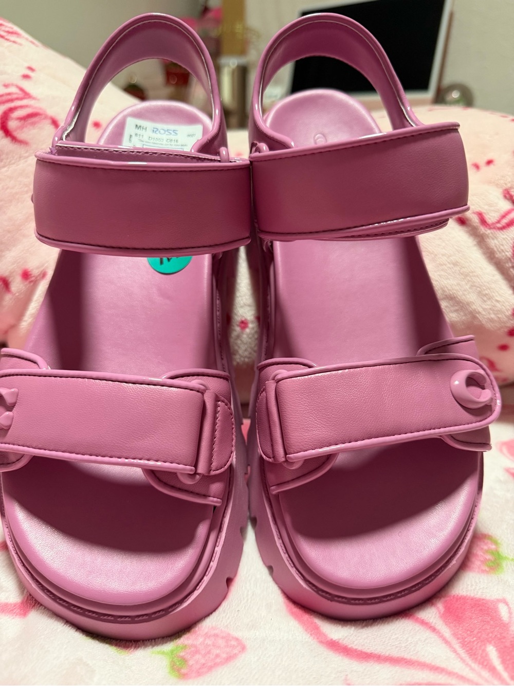 Coach Chunky Pink Platform Strap Sandals